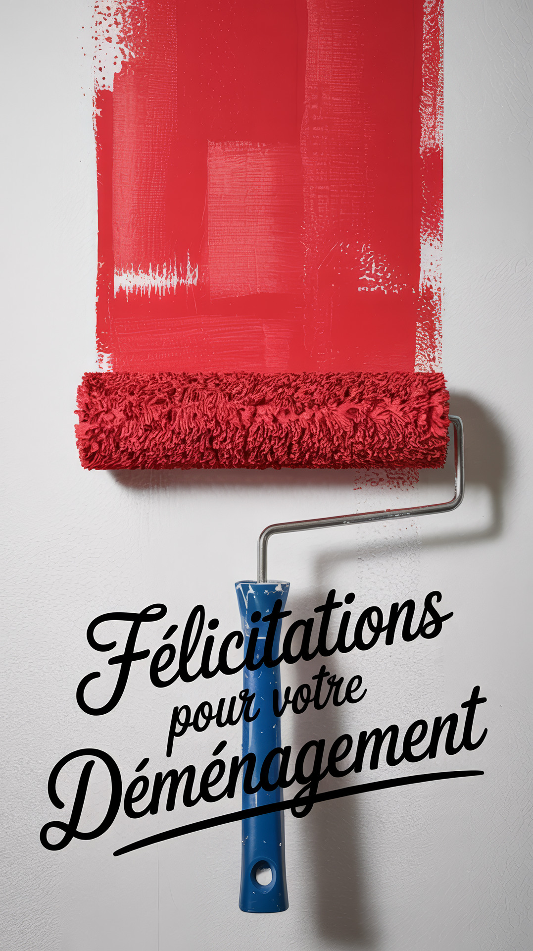 Carte virtuelle de félicitations pour un déménagement Carte virtuelle avec un pinceau peignant le mot «félicitations» pour un déménagement