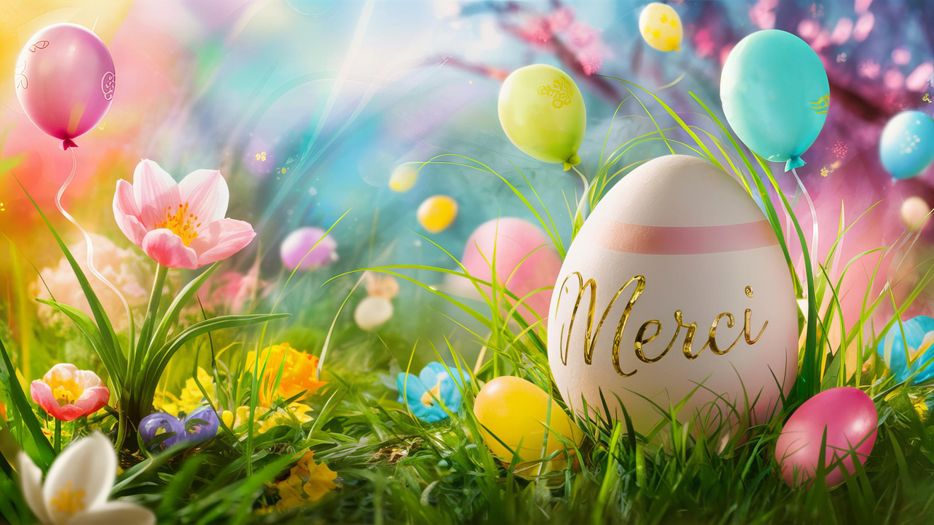 Carte virtuelle de remerciement spéciale Pâques avec motifs printaniers
