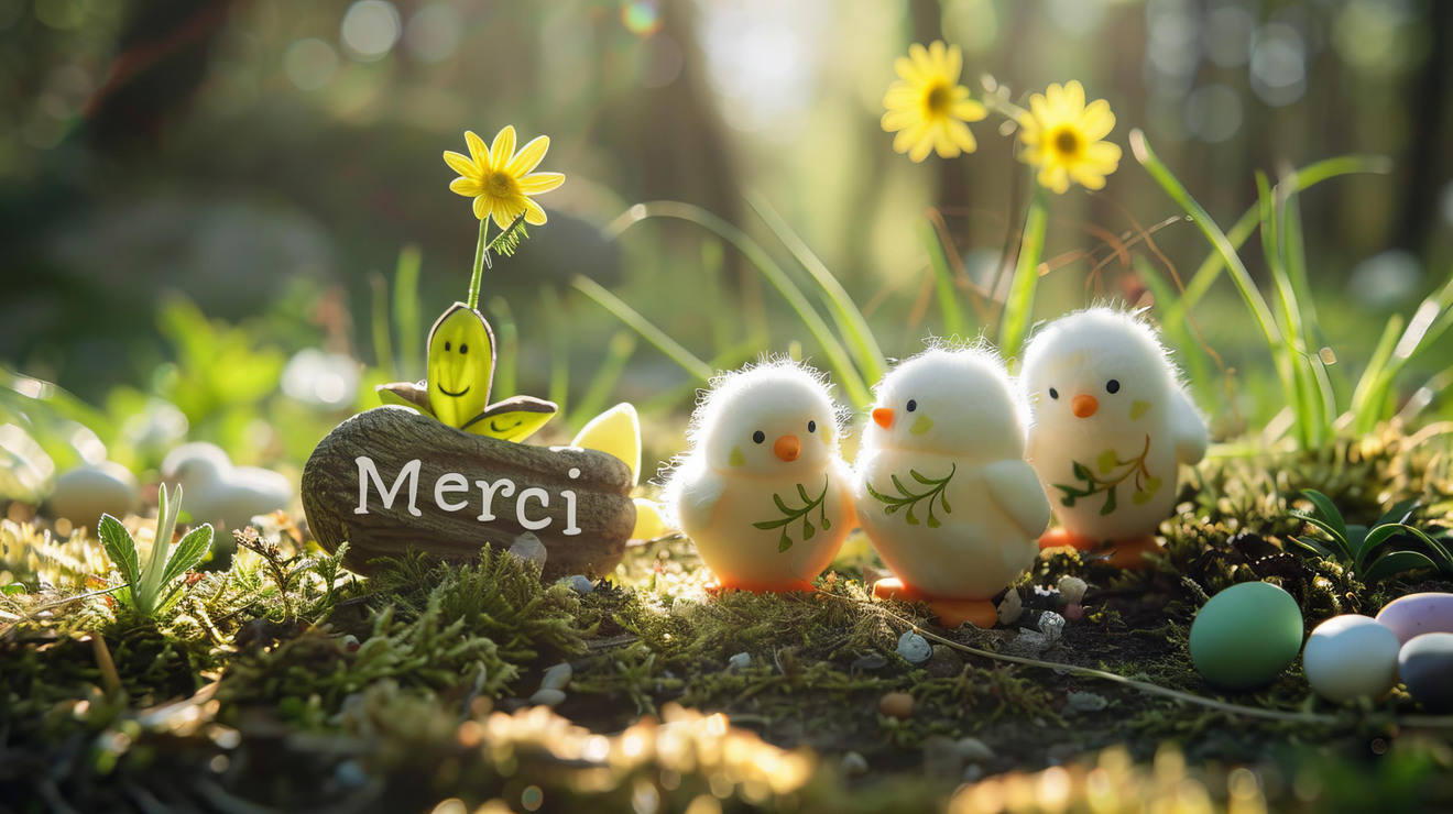Carte virtuelle de Merci pour Pâques décorée d'œufs et de fleurs printanières