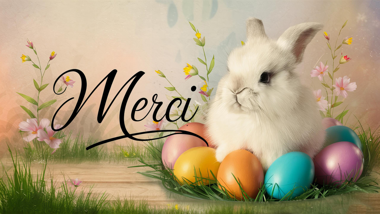 Carte virtuelle de remerciement pour Pâques avec œufs et fleurs