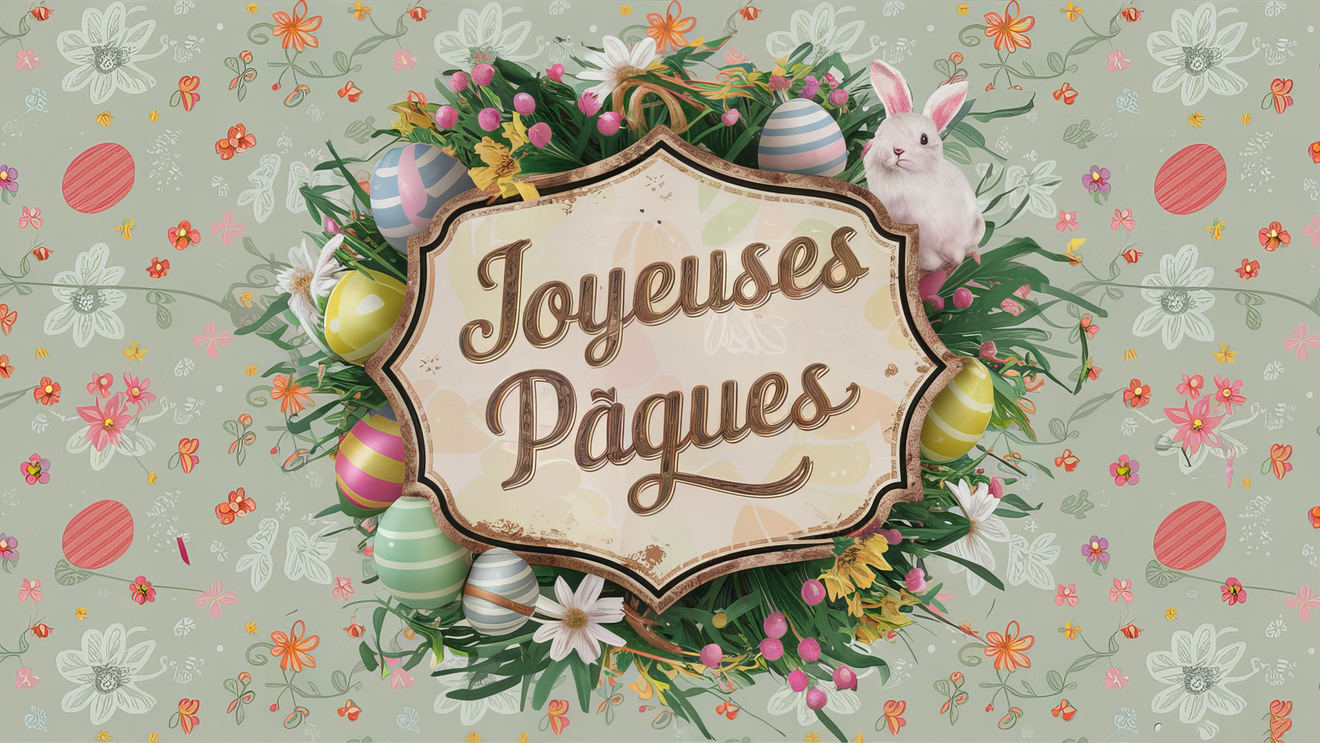 Carte virtuelle festive de Pâques avec motifs traditionnels colorés