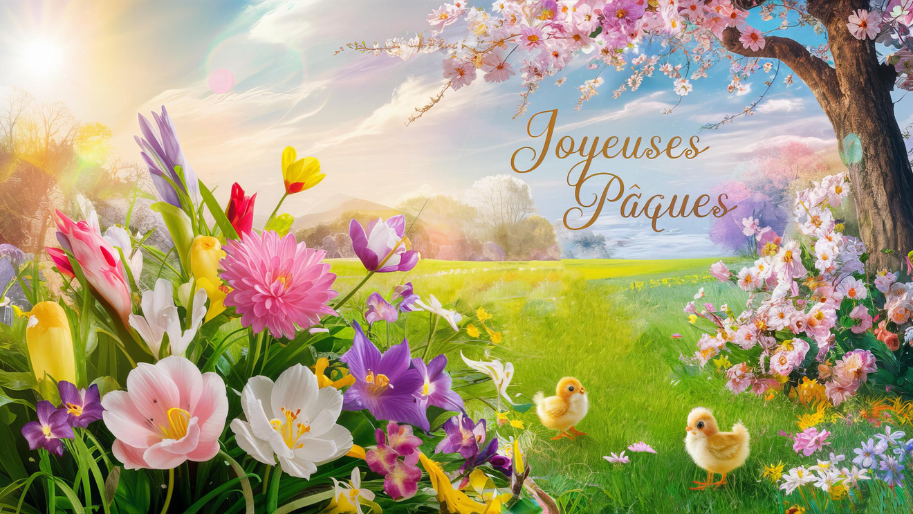 Carte virtuelle joyeuses Pâques avec motifs colorés