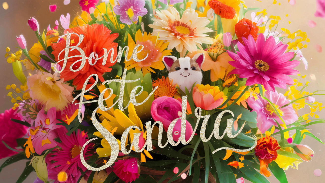Carte virtuelle Bonne Fête Sandra avec décoration florale