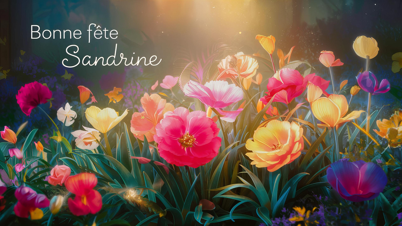 Carte de voeux virtuelle pour la Bonne Fête Sandrine avec des fleurs
